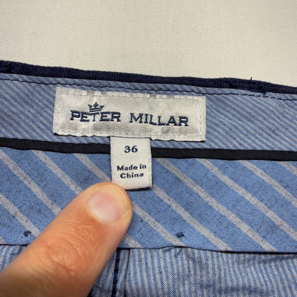 Peter Millar Crown Cotton Canvas 5 Pocket Pants Navy 36x32 Stretch Golf Classic - Picture 3 of 10